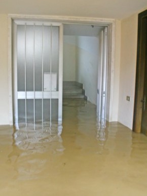 House with water inside as result of flooding Water damage in house after flooding
